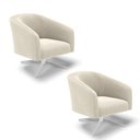 Ver imagem 1 de Kit 2 Poltronas Giratória Stella Bouclê Bege Base Cromada - D'Rossi