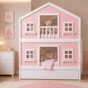 Ver imagem 1 de Treliche Infantil Casinha Dos Sonhos Madeira Maciça Rosa Branco Solteiro Housin