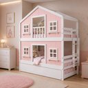 Ver imagem 5 de Treliche Infantil Casinha Dos Sonhos Madeira Maciça Rosa Branco Solteiro Housin