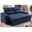 Ver imagem 1 de Sofá 3 Lugares Retrátil e Reclinável 1.80m Cama Inbox Smal com Bordado Pantográfico Suede Azul