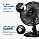 Ver imagem 5 de Ventilador de Mesa Mondial Super Power 6 Pás 3 Velocidades 40cm Preto Vsp-40-b - 220v