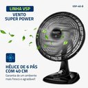 Ver imagem 2 de Ventilador de Mesa Mondial Super Power 6 Pás 3 Velocidades 40cm Preto Vsp-40-b - 220v