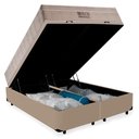 Ver imagem 7 de Cama Box Baú Queen Suede Bipartido + Colchão Molas Ensacadas Airtech Ortobom 69x158x198 Bege