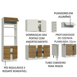 Armário de Cozinha Completa 290cm Branco/Rustic/Branco Stella Madesa 01 - 5
