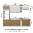 Ver imagem 4 de Armário de Cozinha Completa 290cm Branco/Rustic/Branco Stella Madesa 01
