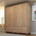 Ver imagem 1 de Guarda-Roupa 5 Portas 6 Gavetas Madeira Maciça Linha Nest Marrom/Tauari