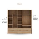 Ver imagem 4 de Guarda-Roupa 5 Portas 6 Gavetas Madeira Maciça Linha Nest Marrom/Tauari