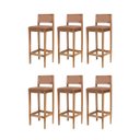 Ver imagem 2 de Kit 6 Banquetas Madeira Area Gourmet Estofadas com Encosto:Mel com Sintetico Nude