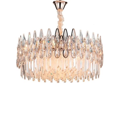 Lustre Clássico Malásia em Metal e Cristal para Sala de Jantar e Ambientes Modernos - 40x80cm