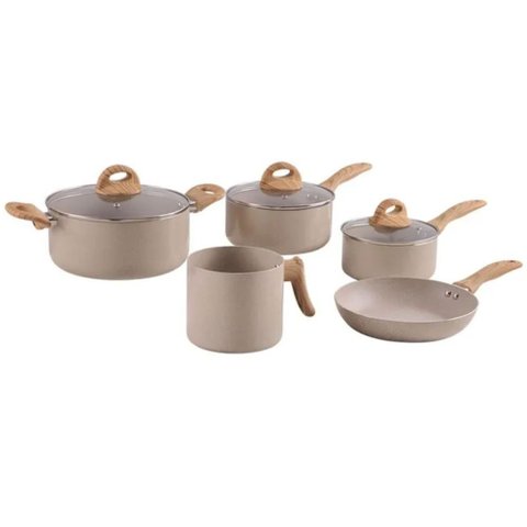 Conjunto de Panelas Antiaderente 5 Peças Smart Plus Areia com Indução - 4774/105 - Brinox Conjunto D