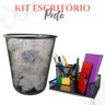 Kit Organizador Mesa Escritório e Lixeira Home Office Preto - 2