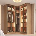 Ver imagem 1 de Guarda Roupa Modulado de Canto 3 Peças 5 Portas Reflecta LED MDF Macadâmia