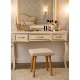 Banqueta Decorativa com Pés Palito Removíveis - Ideal para Penteadeira, Closet, Sala de Estar - Bege - 2