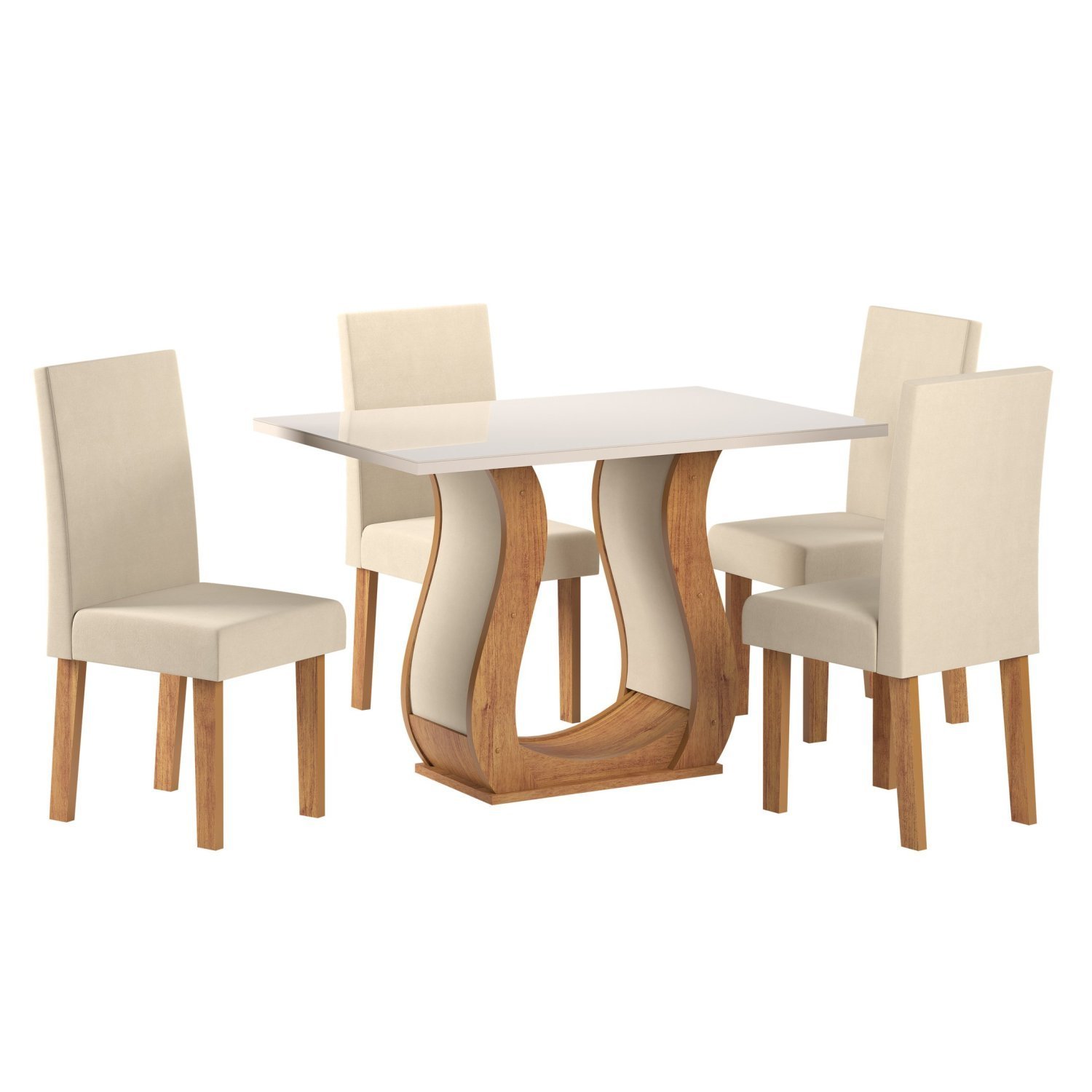 Conjunto Sala de Jantar Mesa Inovare 120x80cm Tampo Vidro/MDP com 4 Cadeiras Venus Viero Móveis - 2