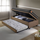 Ver imagem 3 de Bicama Box Baú Solteiro Linho Marrom 88x188 com Colchão Bogotá Molas Ultralastic Inducol