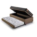 Ver imagem 4 de Bicama Box Baú Solteiro Linho Marrom 88x188 com Colchão Bogotá Molas Ultralastic Inducol