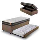 Ver imagem 1 de Bicama Box Baú Solteiro Linho Marrom 88x188 com Colchão Bogotá Molas Ultralastic Inducol