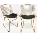 Ver imagem 1 de Kit 2 Cadeiras para Cozinha Bertoia tradicional cor Dourado fosco assento preto - Poltronas do Sul