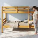 Ver imagem 4 de Cama Beliche Suspenso Solteiro Madeira MDF com Grade:Mel