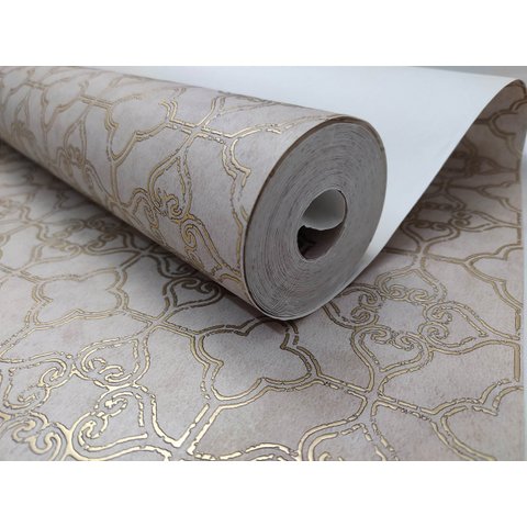 Papel de Parede Geométrico Cinza e Dourado 10 Metros