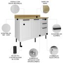 Ver imagem 2 de Balcão de Cozinha com Tampo 120cm Zaya Branco/Carvalho T01 - Mpozenato