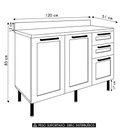 Ver imagem 3 de Balcão de Cozinha com Tampo 120cm Zaya Branco/Carvalho T01 - Mpozenato
