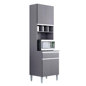 Armário Paneleiro Duplo Andréia Cinza Fosco - Ajl