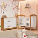 Ver imagem 2 de Jogo de Quarto Infantil Cômoda Zaki e Berço Mini Cama Danny Branco Fosco/savana - Reller Móveis