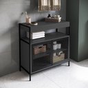 Ver imagem 2 de Gabinete de Banheiro 80cm com 2 Portas P1038 Preto/grafite sem Cuba