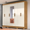 Ver imagem 2 de Guarda Roupa Casal com Espelho 8 Portas 236cm Ágata M07 Freijó/off White - Mpozenato