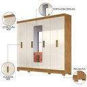 Ver imagem 3 de Guarda Roupa Casal com Espelho 8 Portas 236cm Ágata M07 Freijó/off White - Mpozenato