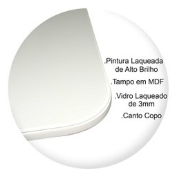 Mesa Jantar Pandora Tampo Retangular Laca com Vidro 100x70cm - Branco - 2