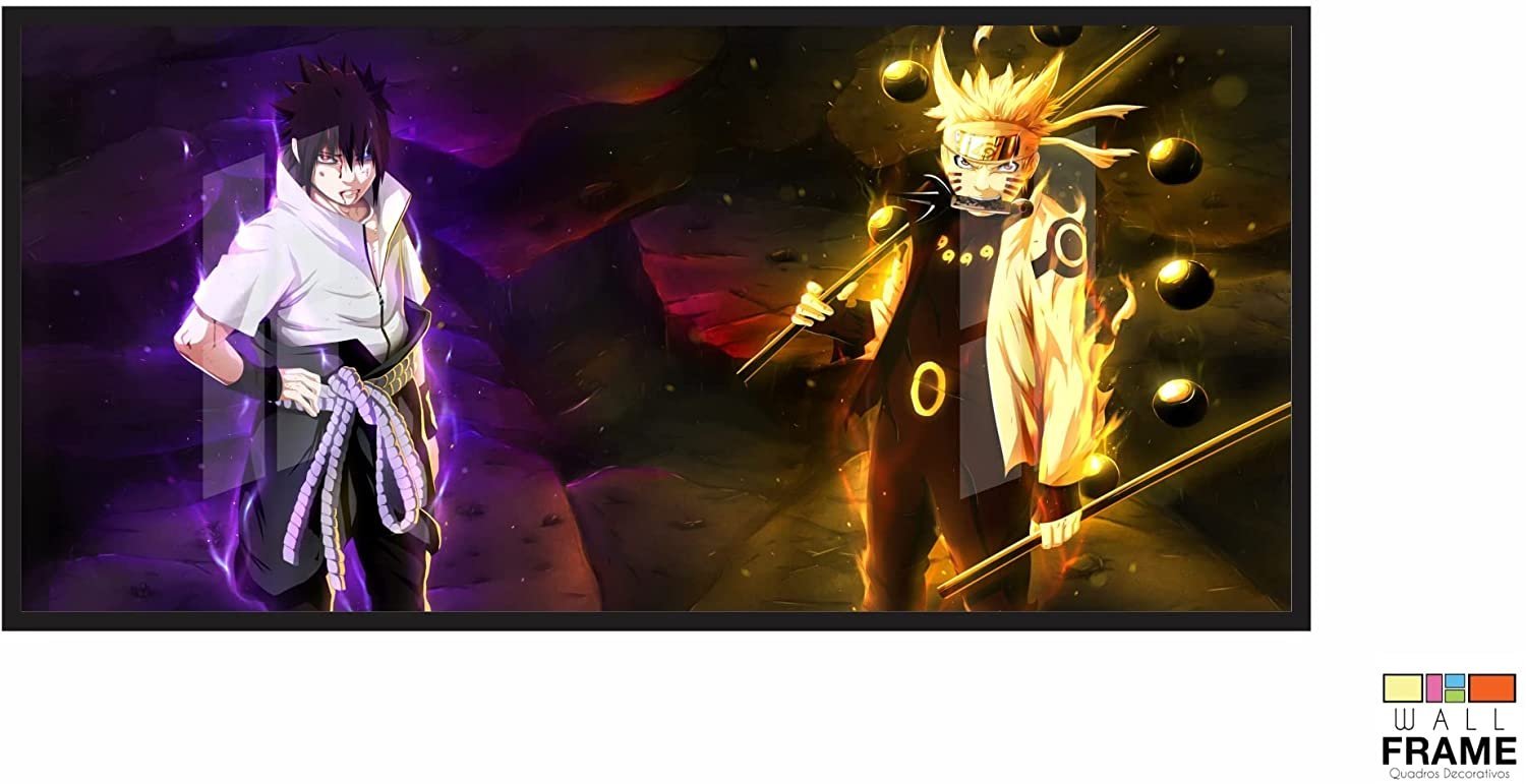 Quadro decorativo Desenho Naruto e Sasuke Anime Arte para sala