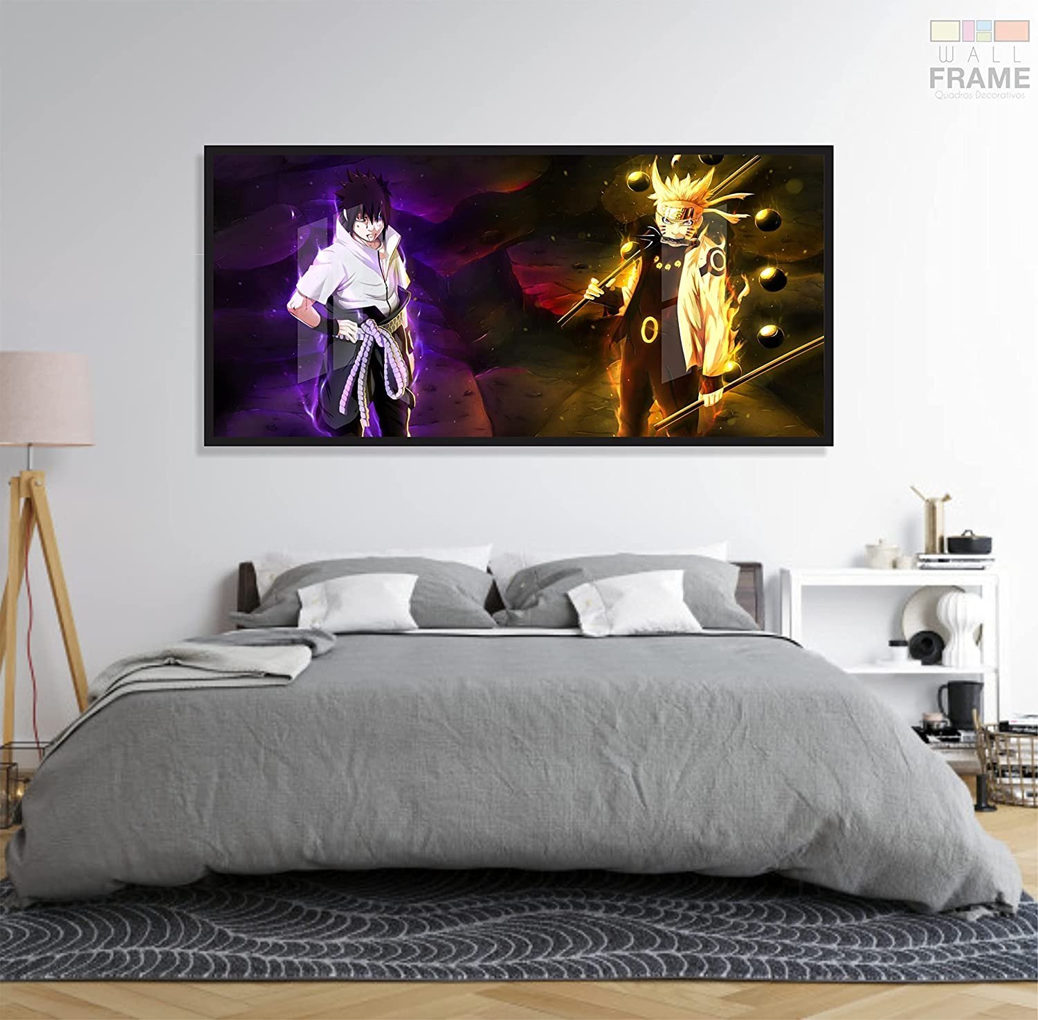 Quadro Decorativo Sasuke e Naruto c/ Moldura e Vidro
