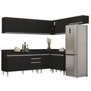 Ver imagem 1 de Armário de Cozinha Modulado de Canto 7 Peças Cp23 Balcão com Tampo Preto - Lumil Lumil Móveis