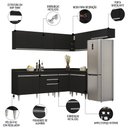 Ver imagem 3 de Armário de Cozinha Modulado de Canto 7 Peças Cp23 Balcão com Tampo Preto - Lumil Lumil Móveis