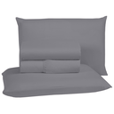 Ver imagem 1 de Roupa de Cama King Size 400 Fios 4 Peças com Virol Hotel Pousada Macio Acetinado:cinza