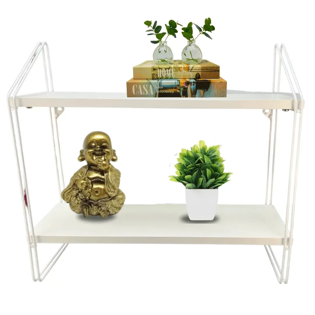 Nicho Prateleira Dupla 16 Cm X 49 Cm - Luxo Branca C/suporte Branco - 1