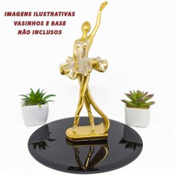 Enfeite Mesa Bailarina Decoração Estátua Objeto Decorativo Dança Sala Quarto Estatueta - Dourado Gli - 4
