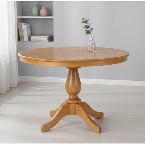 Mesa de Jantar 4 Lugares Redonda Tampo de Madeira Maciça Gardênia