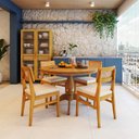 Ver imagem 1 de Mesa de Jantar 4 Lugares Redonda Tampo de Madeira Maciça Gardênia Mel