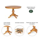 Ver imagem 4 de Mesa de Jantar 4 Lugares Redonda Tampo de Madeira Maciça Gardênia Marrom/Mel