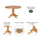 Ver imagem 5 de Mesa de Jantar 4 Lugares Redonda Tampo de Madeira Maciça Gardênia Mel