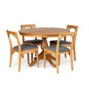 Ver mais imagens de Mesa de Jantar 4 Lugares Redonda Tampo de Madeira Maciça Gardênia Marrom/Mel