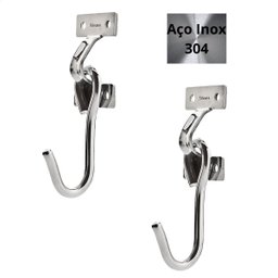Par Gancho Rede Armador Aço Inox 304 Completo Não Enferruja - 2