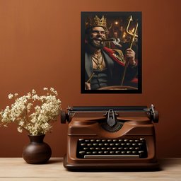 Quadro Decorativo Exu Rei do Cabaré 24x18cm - com Vidro:moldura Preta - 1 Quadro Decorativo Exu Rei do Cabaré 24x18cm - com Vidro:moldura Preta - 1