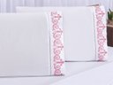 Ver imagem 3 de Jogo lençol Atenas quarto casal padrão bordado 4 peças 2fronha: Branco com Rose
