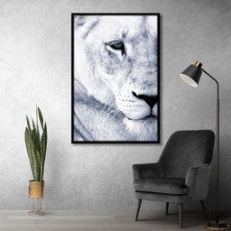 Quadro Decorativo Textura Cx Alta Leoa Cores 1 Pç 40x60  Titulo Leoa Branca Moldura Preta - 8