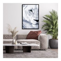 Quadro Decorativo Textura Cx Alta Leoa Cores 1 Pç 40x60  Titulo Leoa Branca Moldura Preta - 9