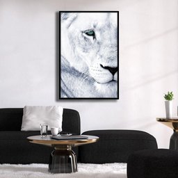 Quadro Decorativo Textura Cx Alta Leoa Cores 1 Pç 40x60  Titulo Leoa Branca Moldura Preta - 10